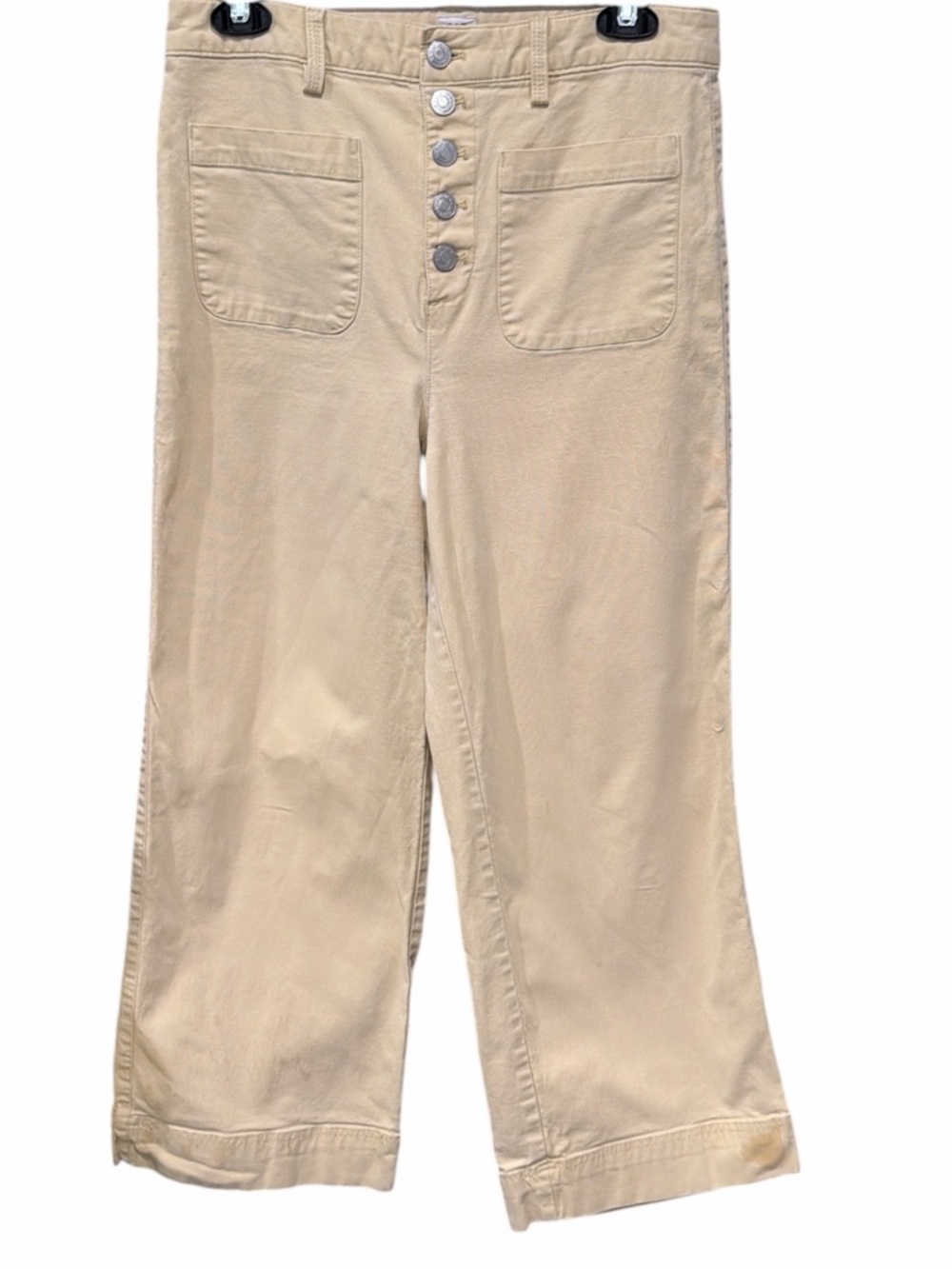 GAP High Rise Wide Leg Pants Cream Twill Stretch Cropped Size 6 GAP For Good - Picture 2 of 5